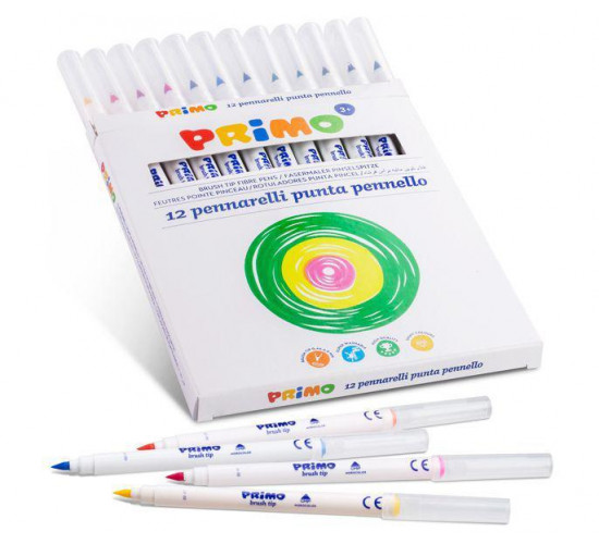 ფლომასტერების ნაკრები Fibre-tip pens BRUSH tip box of 12 pieces
