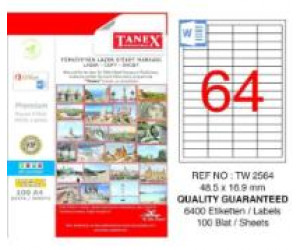 ლეიბლი ა4 1*64 100ფურც(48,5*16,9) - 64 ნაჭრიანი Tanex