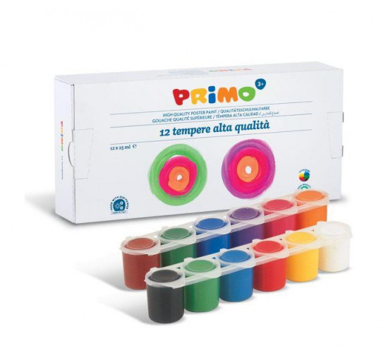 გუაში 12x25ml ბლოკ კონტეინერით PRIMO 12 ფერი