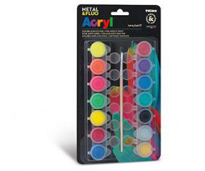 აკრილის საღებავი 14 acrylic colours x 4,5ml.Fluo+metal PRIMO