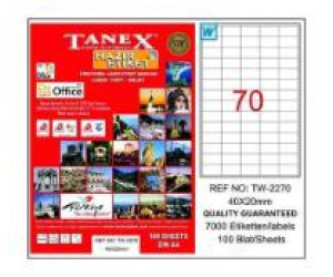 ლეიბლი ა4 1*70 100ფურც (40x20) - 70 ნაჭრიანი Tanex