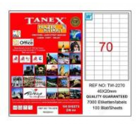 ლეიბლი ა4 1*70 100ფურც (40x20) - 70 ნაჭრიანი Tanex