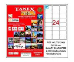 ლეიბლი ა4 1*24 100ფურც (64x34) - 24 ნაჭრიანი Tanex