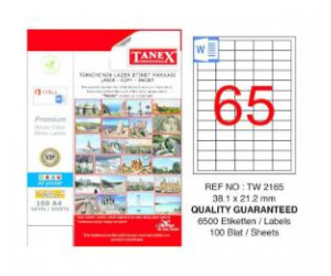 ლეიბლი ა4 1*65 100ფურც (38.1x21.2) - 65 ნაჭრიანი Tanex