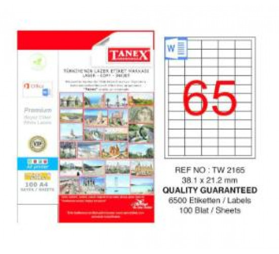 ლეიბლი ა4 1x65 100ფურც (38.1x21.2) - 65 ნაჭრიანი paper