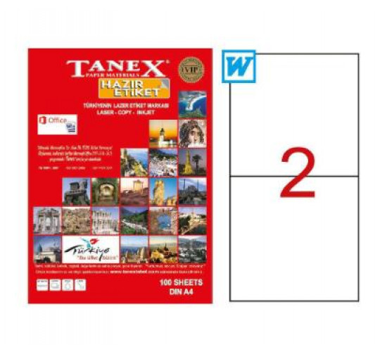 ლეიბლი ა4 1x2 100ფურც (210x1485) - 2 ნაჭრიანი