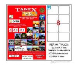 ლეიბლი ა4 1*8 100ფურც(99,1x67,7) - 8 ნაჭრიანი Tanex