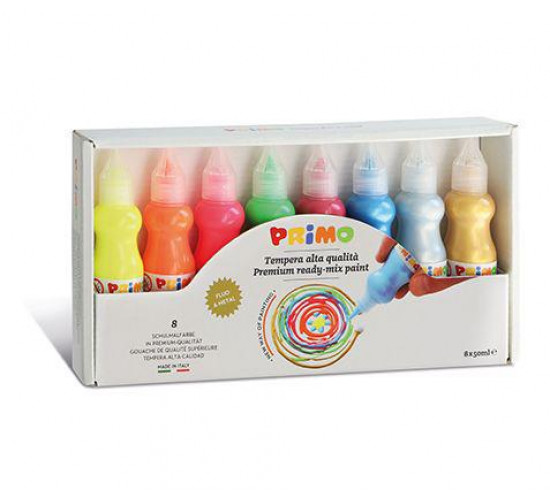 გუაში 50 ml poster paint. 4 fluo + 4 metallic PRIMO