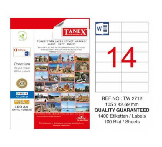 ლეიბლი ა4 1x14 100ფურც (105.1x4269) - 14 ნაჭრიანი