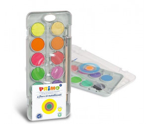 აკვარელი115A12FM 12 special watercolour 30 mm. 8 metallic and 4 fluo colours PRIMO