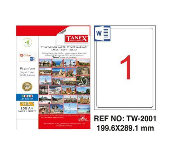 ლეიბლი ა4 1x1 100ფურც (199.6x289.1) - 1 ნაჭრიანი