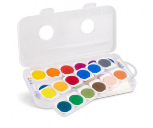 აკვარელი 24 fine watercolour tablets diametre 30 mm PP box 1 brush and 2 white tubes 75 ml poster paint