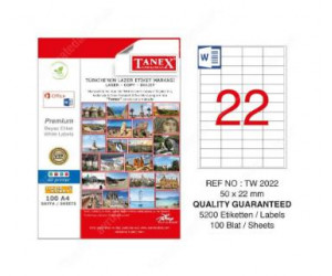ლეიბლი ა4 1*22 100ფურც (50*22) - 22 ნაჭრიანი Tanex
