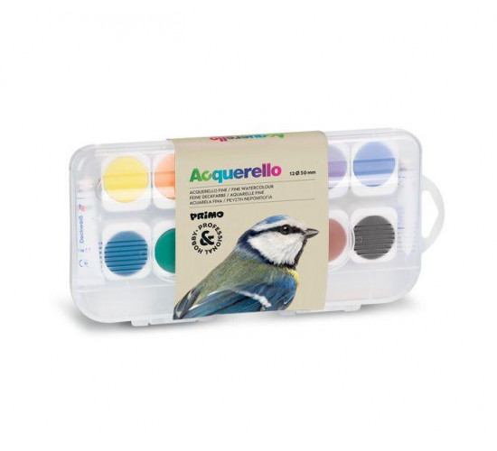 აკვარელი 12 fine watercolour tablets diametre 30 mm 1 brush and 2 white tubes 75 ml poster paint 136A12GMH
