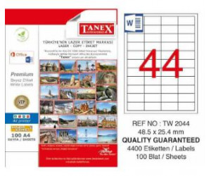 ლეიბლი ა4 1*44 100ფურც(48.5x25.4) - 44 ნაჭრიანი Tanex