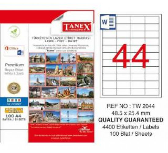 ლეიბლი ა4 1x44 100ფურც(48.5x25.4) - 44 ნაჭრიანი