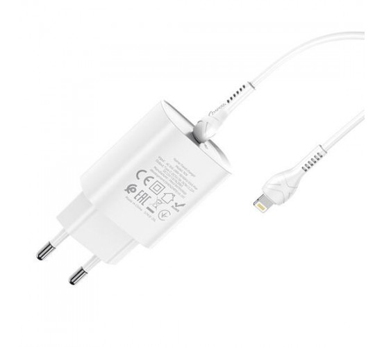 Smart Charging Single Port PD20W Sharger Set Type-C to Lightning N14 EU მობილურის აქსესუარები, ტელეფონები კომპლექტაცია: Adapter ბრენდი: Hoco ამპერაჟი: 2. Smart Charging Single Port PD20W Sharger Set Type-C to Lightning N14 EU