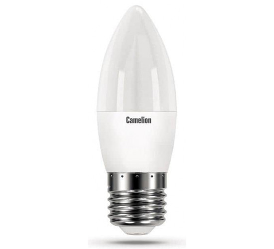შუქდიოდური ნათურა LED10-C35-865-E27 6500K 10W E27 ელექტრო აქსესუარები, წვრილი ტექნიკა Camelion აწარმოებს მაღალხარისხიან პროდუქციას: კვების წყარო, სინათლის წყარო, სანათები. შუქდიოდური ნათურა LED10-C35-865-E27 6500K 10W E27